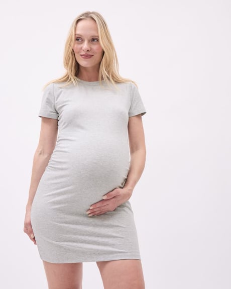 Robe T-Shirt en Coton avec Fronces Latérales - Thyme Maternité