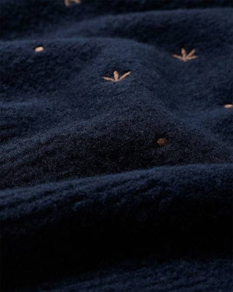 Pull &agrave; Col Rond et Manches Longues avec Motif Brod&eacute;