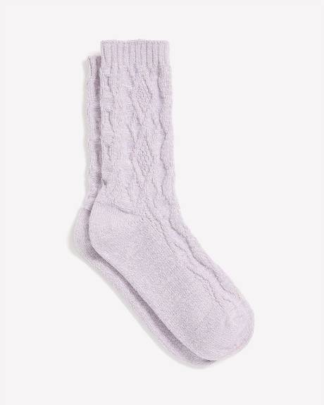 Super-Soft Crew Socks with Cable Stitches