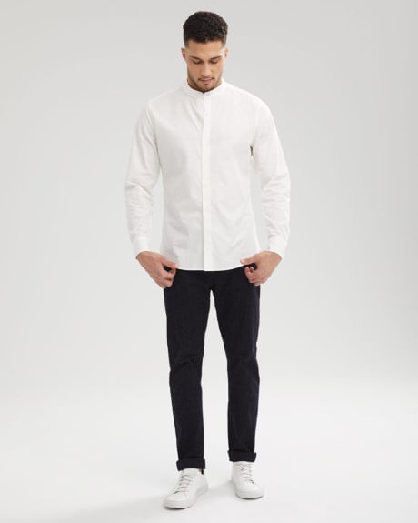 Tailored Fit White Band Collar Shirt
