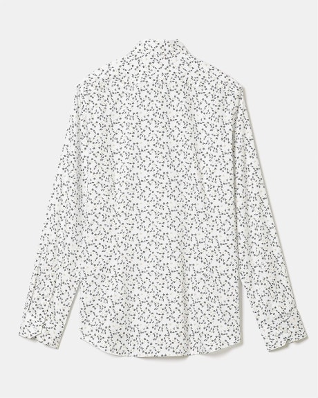 White Regular-Fit Dress Shirt with Micro Foliage Print