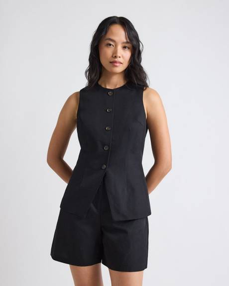 Linen-Blend Sleeveless Vest