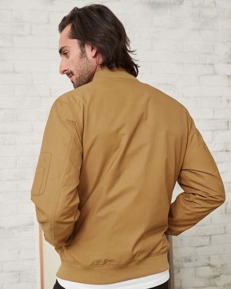 Cotton Bomber Jacket with Sleeve Pocket