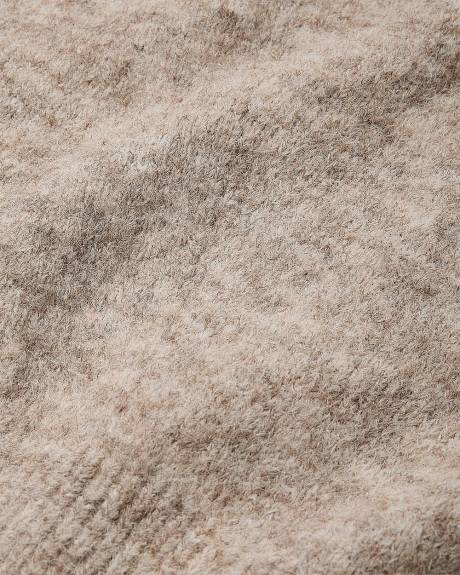 Short-Sleeve Crew-Neck Fuzzy Pullover