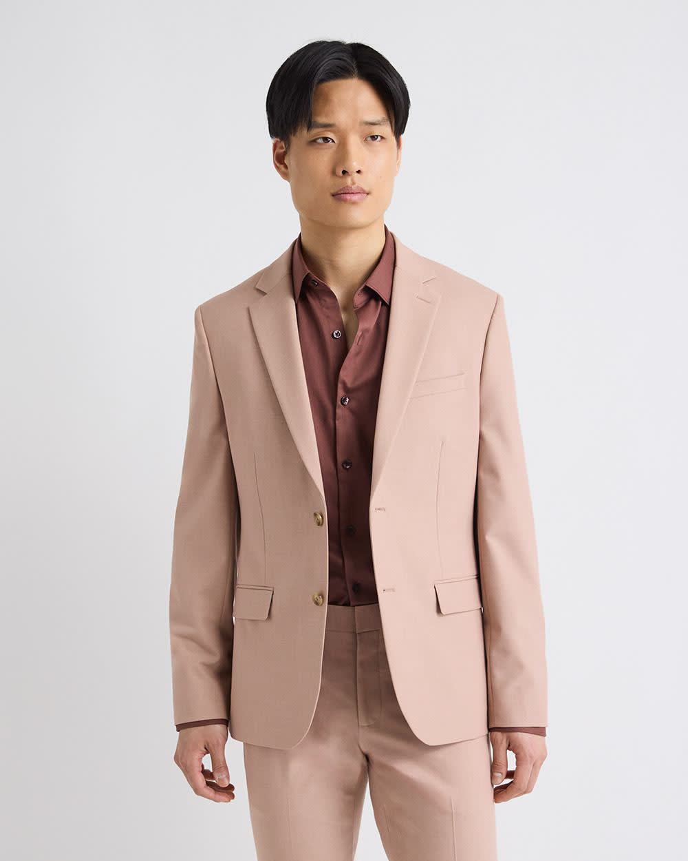 Slim-Fit Blush Pink Suit Blazer