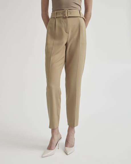 High-Rise Tapered Ankle Leg Pant With Belt