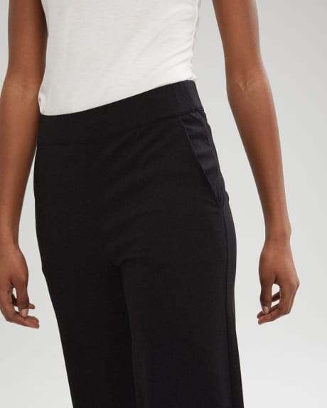 Pantalon à Taille Mi-Haute et Jambe Large en Tricot Noir - 31,5"