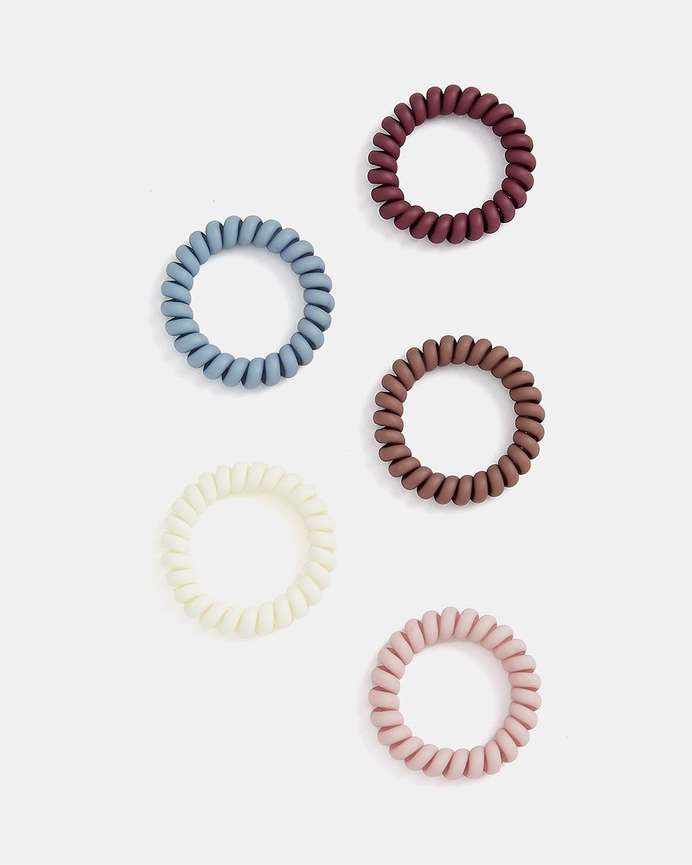 Solid Spiral Hair Elastics - Pack of 5