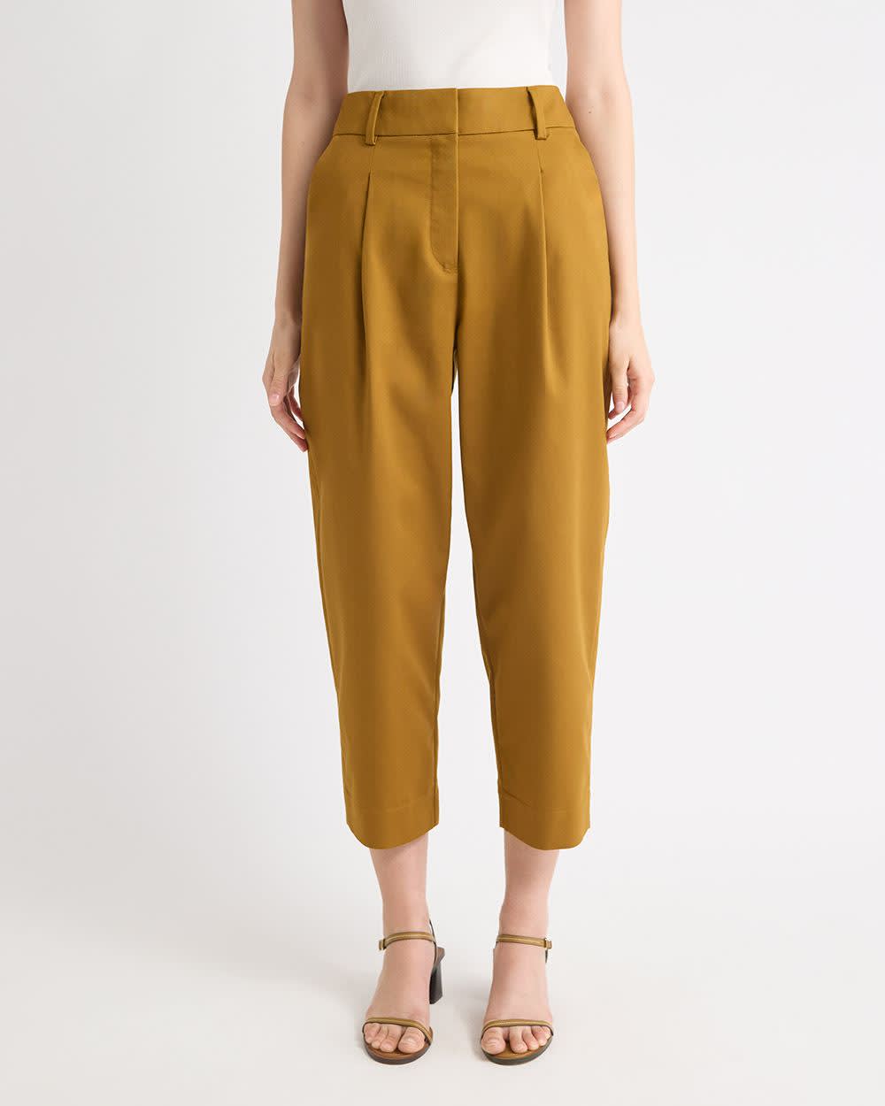 Twill High-Rise Barrel Ankle Pant