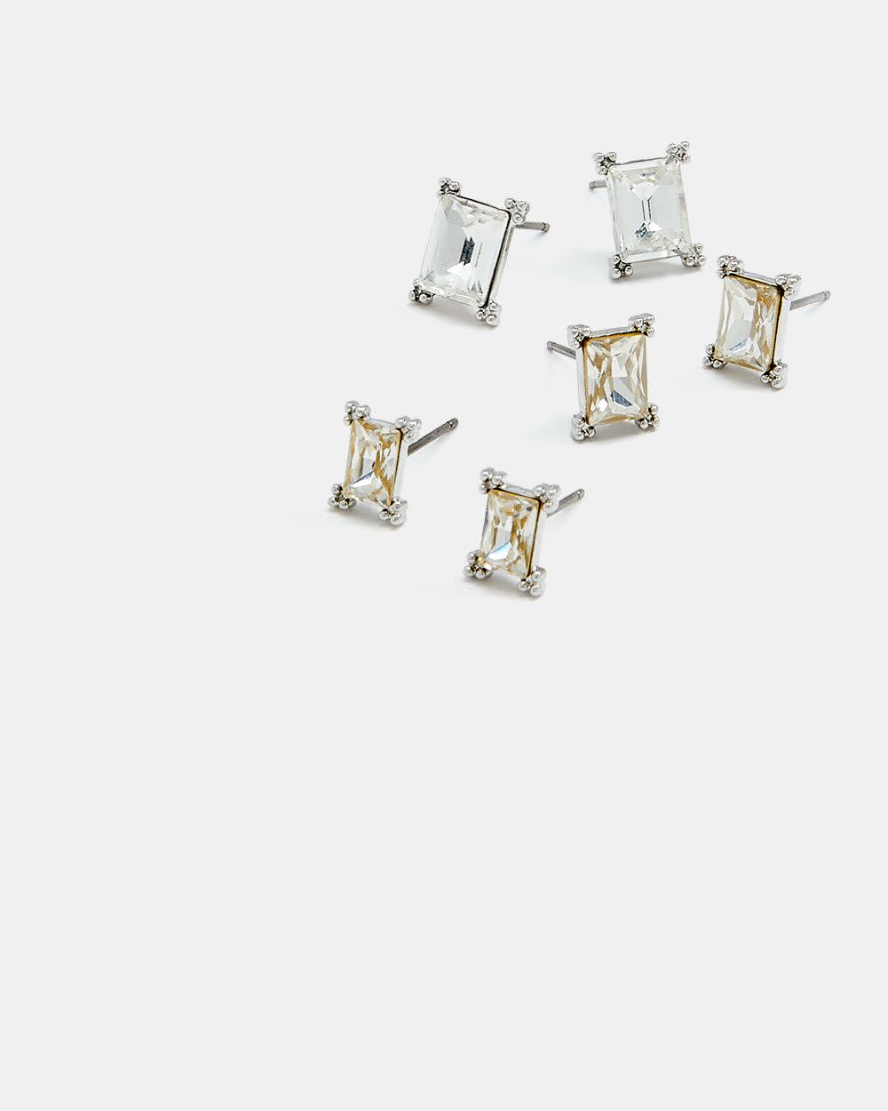 Multiple Sizes Rhinestone Stud Earrings 3 Pairs RW&CO.