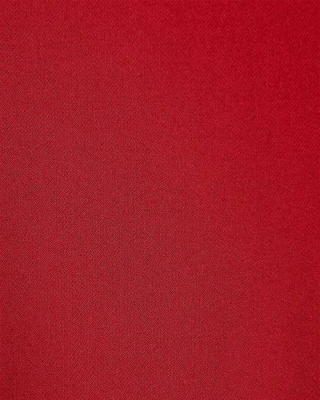 Pantalon Rouge à Jambe Large et Taille Haute