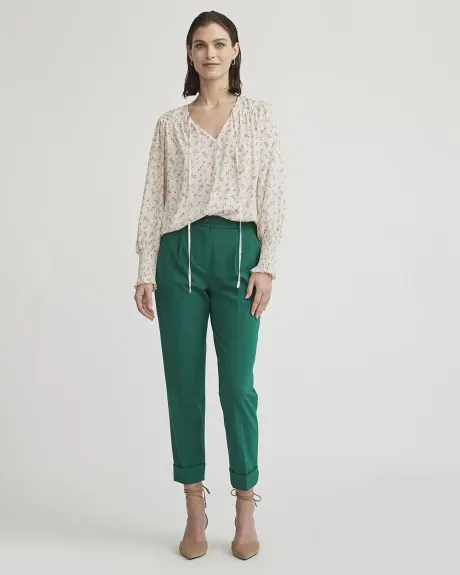 Pantalon Vert Émeraude à Taille Haute et Cheville Fuselée