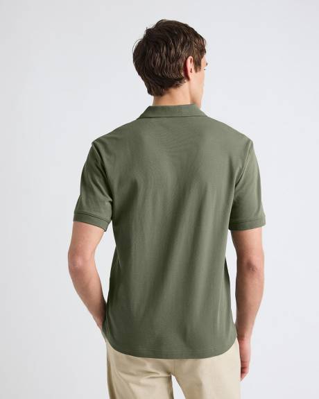 Solid CoolMax (R) Short-Sleeve Polo with Johnny Collar
