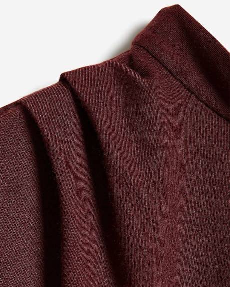 Extended-Sleeve Mock-Neck Top with Tie