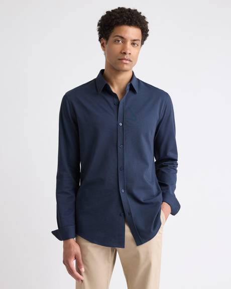 Long-Sleeve Piqué-Knit Shirt