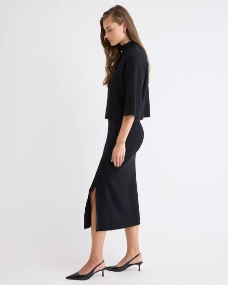 Mock-Neck Sweater with Bell Elbow Sleeves