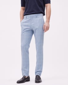 Slim-Fit Light Blue Checkered Suit Pant