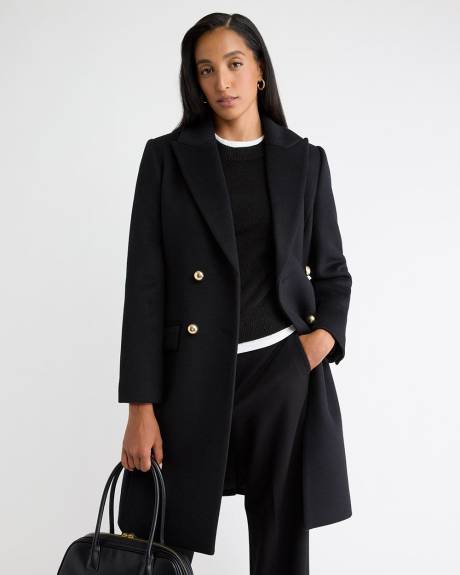 Wool-Blend Long Double-Breasted Coat