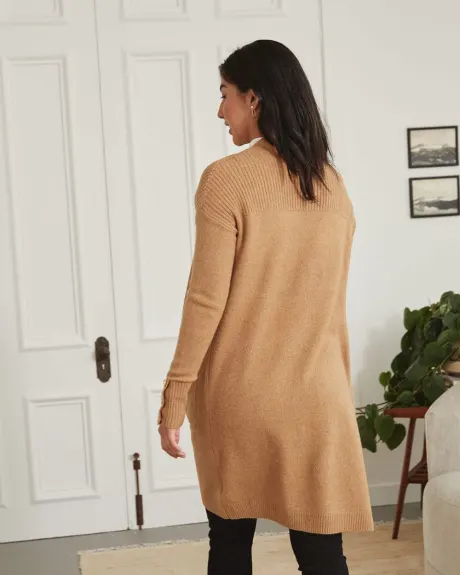 Long Spongy Cardigan with Pockets