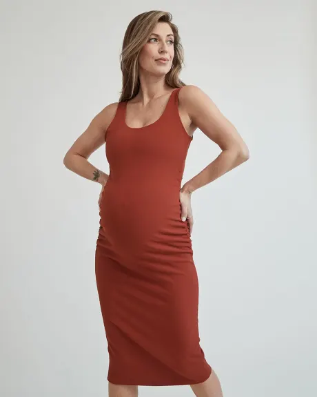 Knit Rib Scoop-Neck Sleeveless Dress - Thyme Maternity