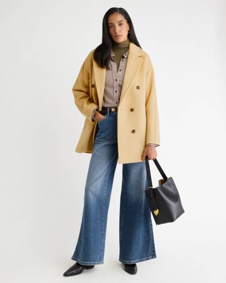 Melton Wool-Blend Double-Breasted Peacoat