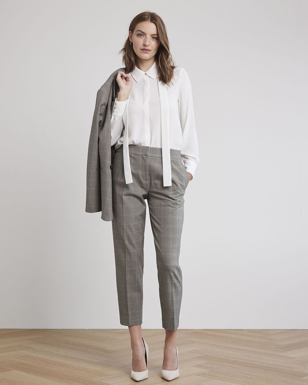 Tapered-Leg Mid-Rise Plaid Ankle Pant | RW&CO.