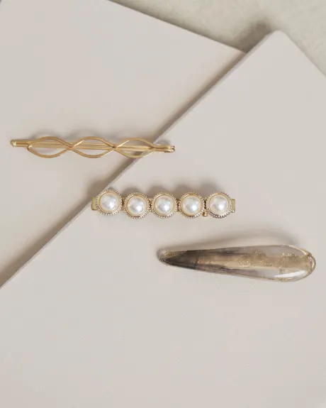 Hair Pins with Pearls, Set of 3