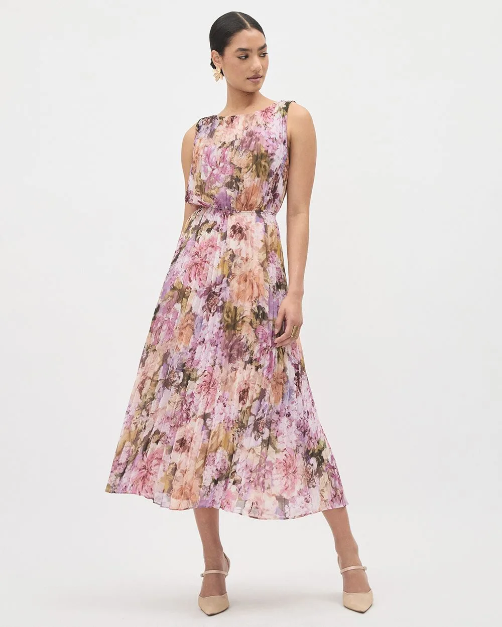 Sleeveless Pleated Midi Dress RW&CO.