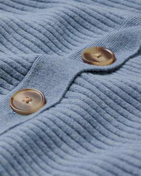 Long-Dolman-Sleeve V-Neck Ribbed Cardigan