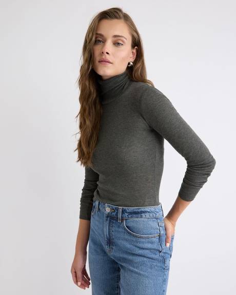 Wool-Blend High-Neck Long-Sleeve Top