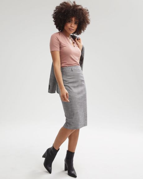 Birdseye High-Waist Pencil Skirt