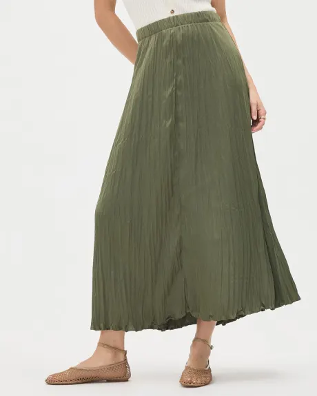 Satin High-Waisted Flare Midi Skirt