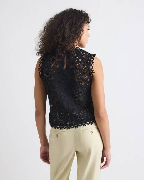 Haut Crochet&eacute; Sans Manches &agrave; Col Rond