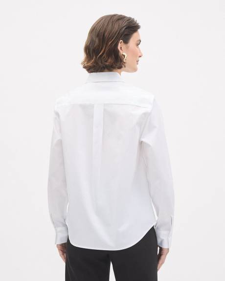 White Long-Sleeve Buttoned-Down Poplin Blouse