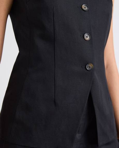 Linen-Blend Sleeveless Vest