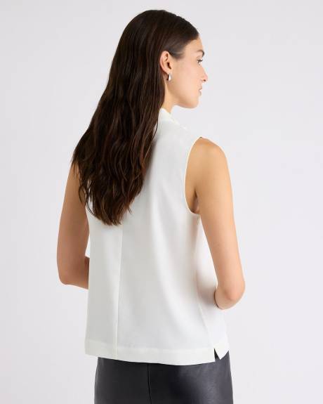 Blouse Sans Manches à Col Montant Drapé