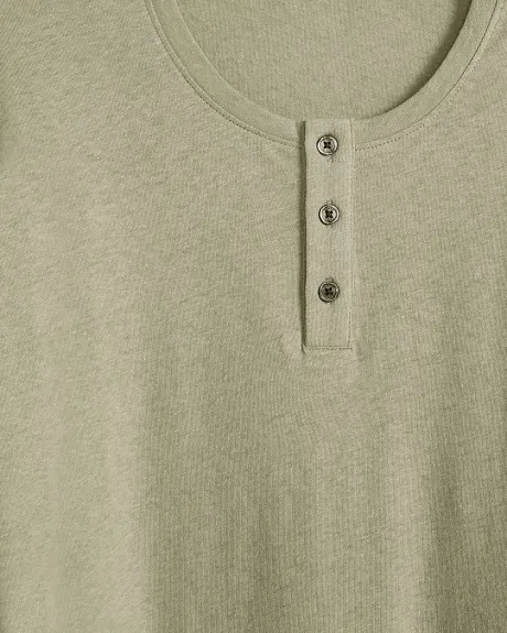 Linen Blend Henley T-Shirt