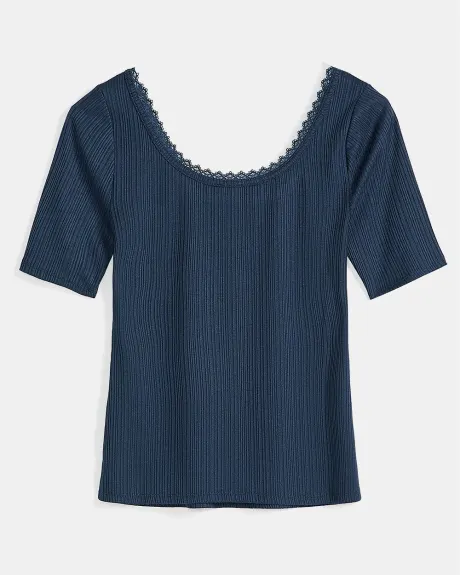 Ribbed Ballerina T-Shirt with 3/4 Sleeves