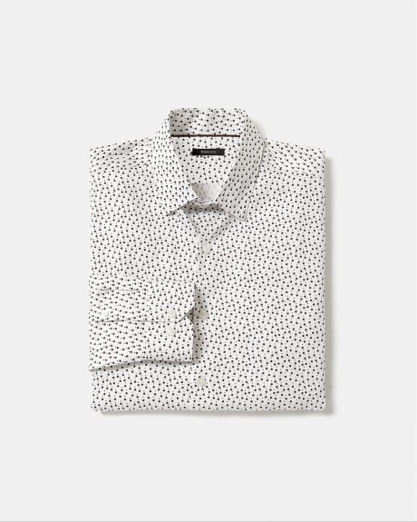 Slim-Fit White Dress Shirt with Floral Pattern