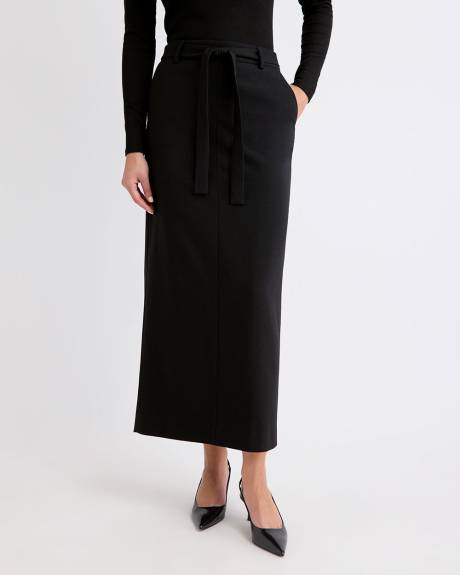 Black Twill Straight Maxi Skirt