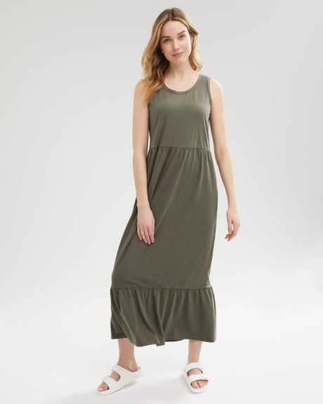 Cotton Tiered-Hem Sleeveless Maxi Dress