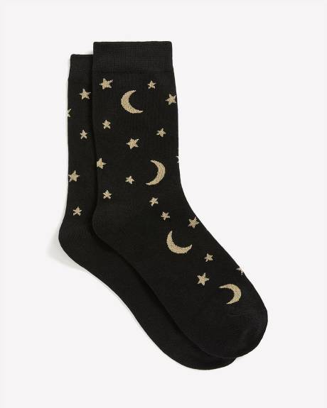 Crew Socks with Moon and Stars