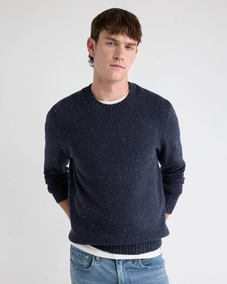 Long-Sleeve Crew-Neck Sweater with Neps