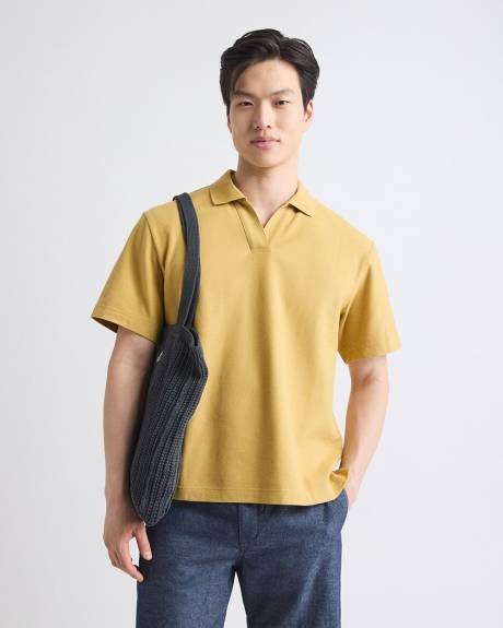 Oversized Short-Sleeve Textured Polo