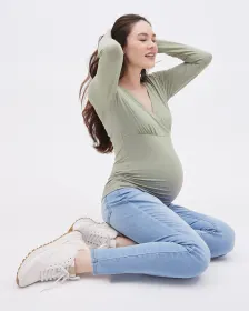 Long-Sleeve Nursing Tee - Thyme Maternity