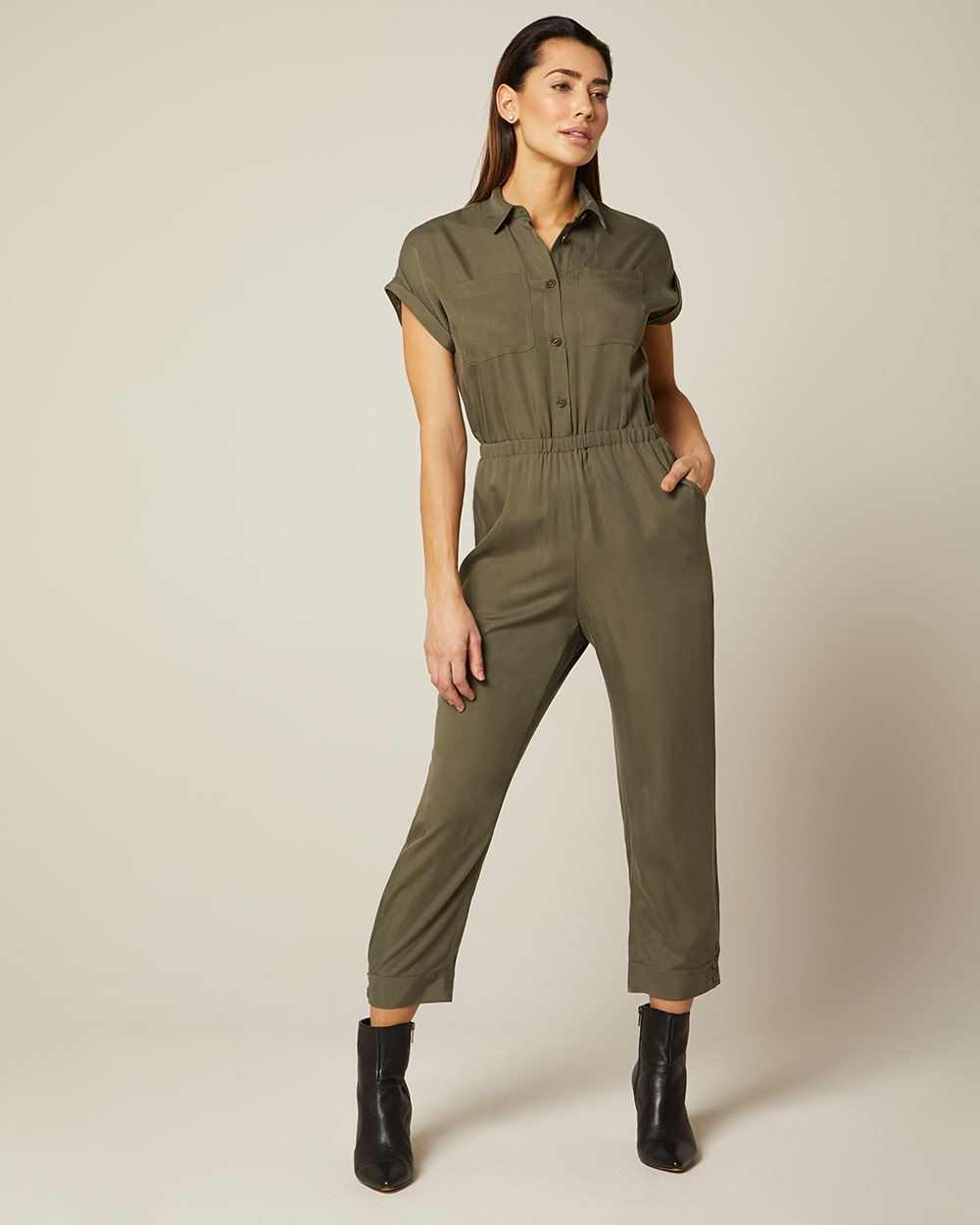 Short sleeve buttoned jumpsuit | RW&CO.
