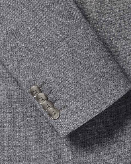 Veston de Complet Hopsack Gris à Coupe Ajustée