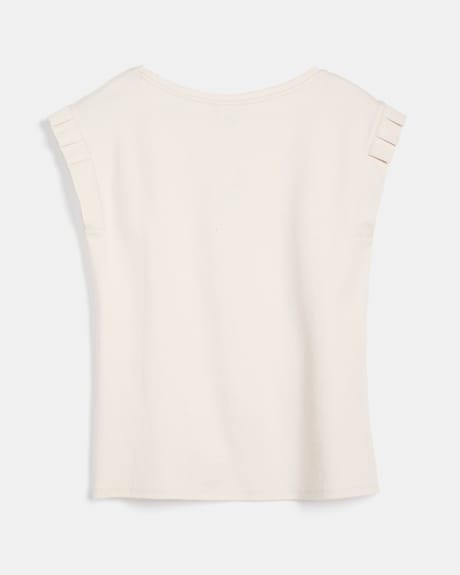 Heavy Cotton Crew-Neck T-Shirt with Pleated Armhole