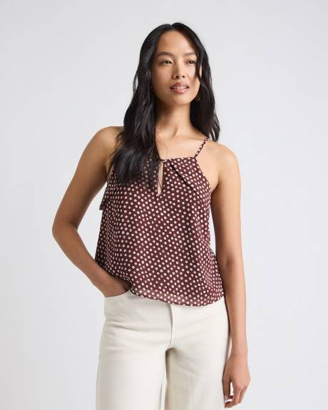 Sleeveless Crew-Neck Chiffon Blouse