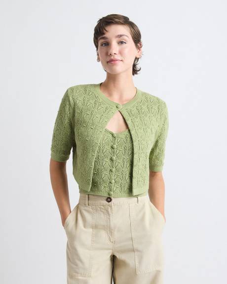 Cardigan en Mailles Crochet&eacute;es &agrave; Manches Courtes